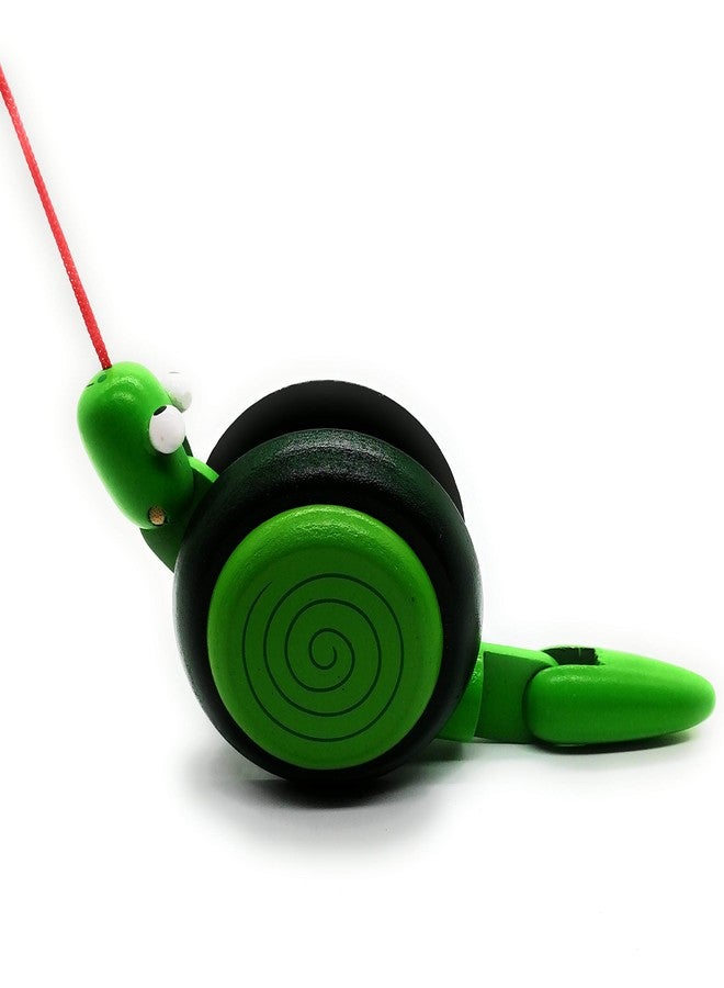 DAISYLIFE™ Walk-A-Long Snail Toddler Wooden Pull Toy | 6.5 x 2.5 Inch | Green - Image 2